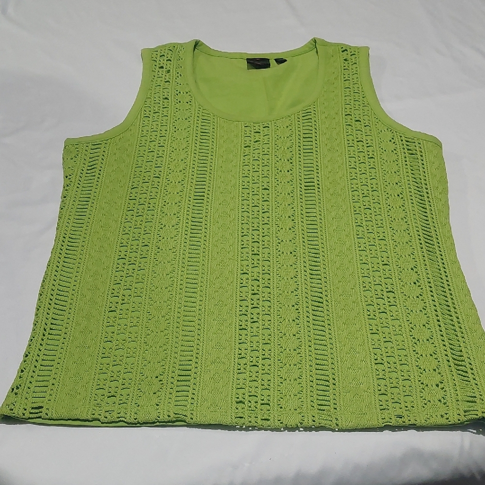 Rafaella Bright Green Lace Tank Top.Size LARGE